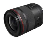 Canon RF 20mm F1.4 lens laying horizontally