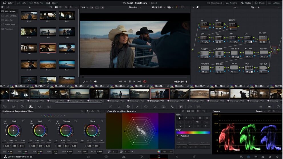 A screenshot of a video editing software with an image of a woman wearing a cowboy hat