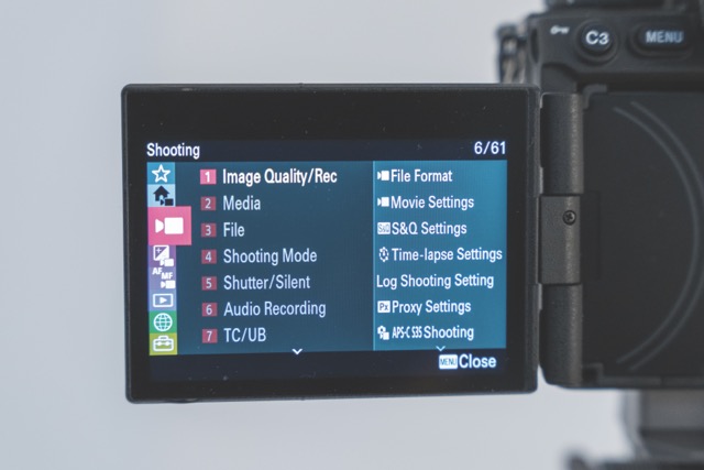 A photo of the menu on a camera screen