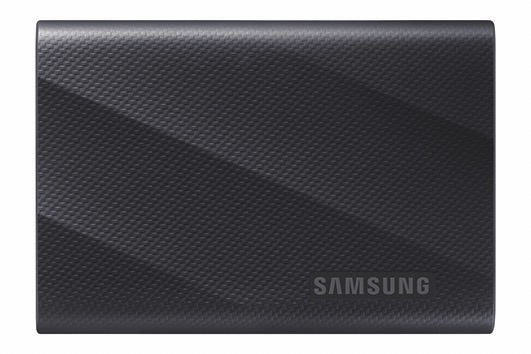 A rectangular black hard drive from Samsung