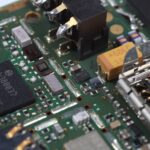A close-up photo of a motherboard