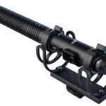 A long microphone wrapped in a mount
