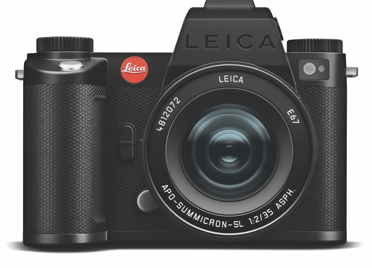 A black digital camera with a red logo on the left