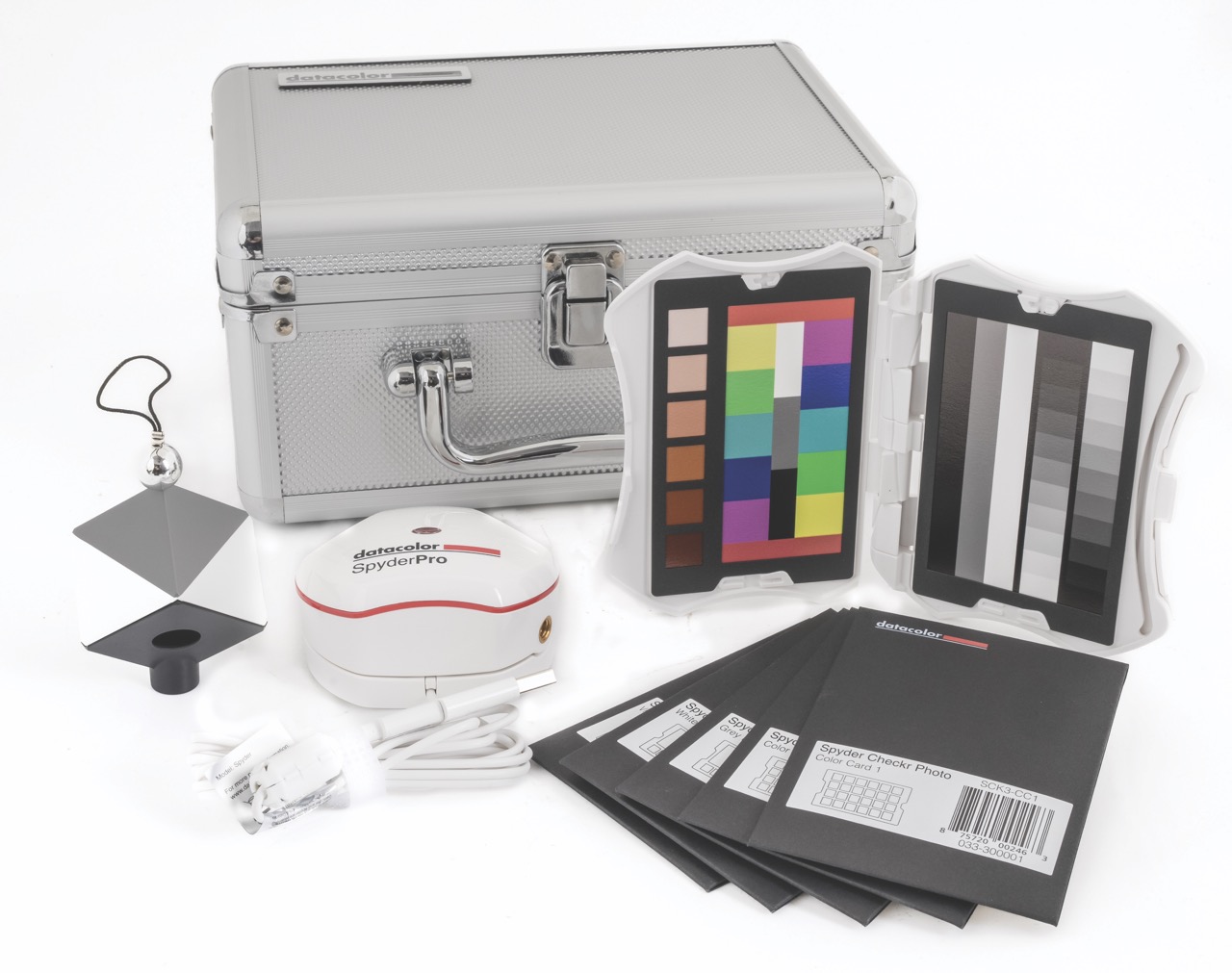 A selection of products from Datacolor including a kit with different colours in and a silver case