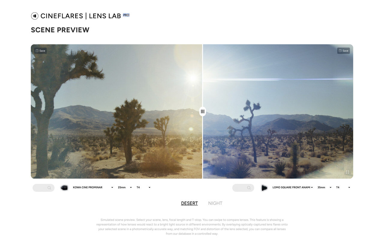 A screenshot of a webpage showing an image slider. On one side there is an image of a landscape with an orange hue and on the other side the same image has a blue hue