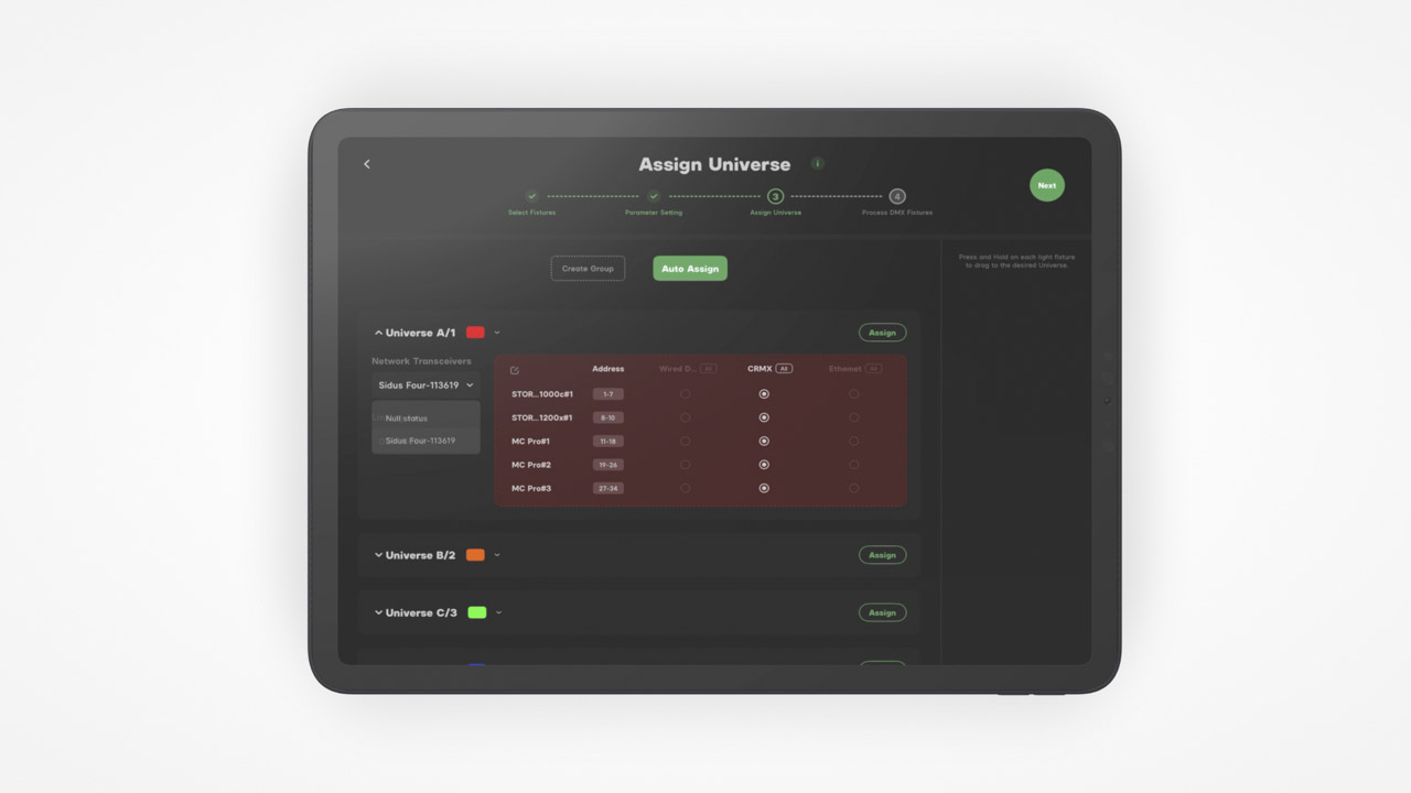 A tablet showing a black settings menu
