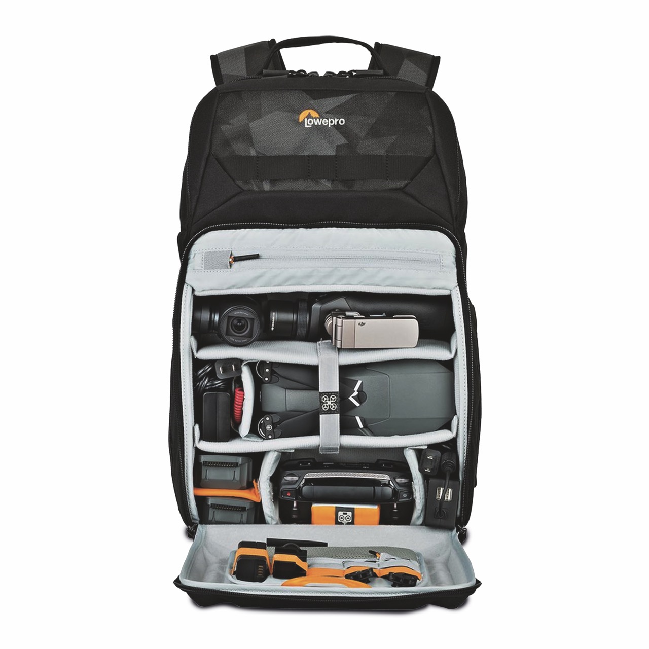A open suitcase with camera gear organised neatly inside