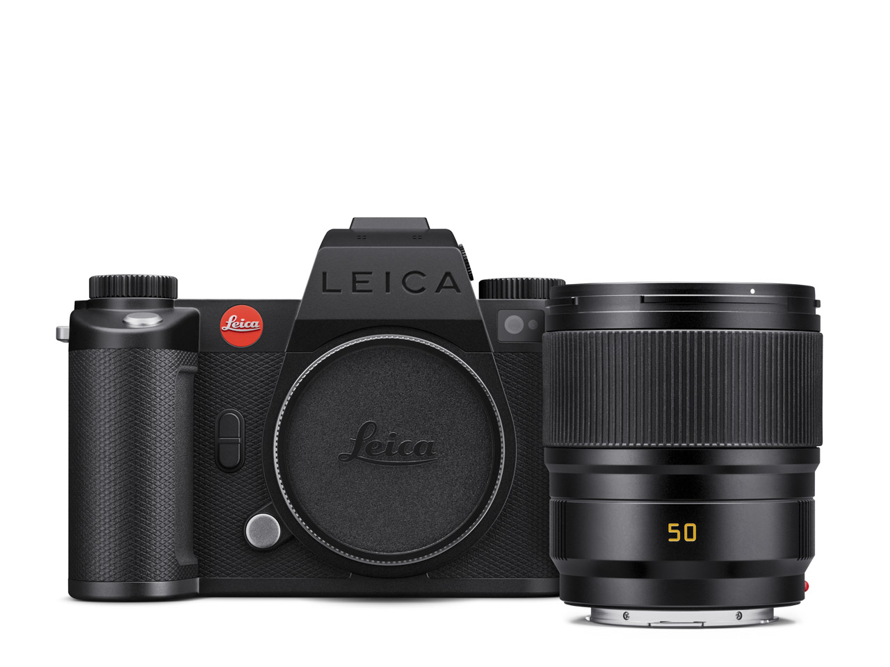 A black Leica camera with a short Summicron-SL 50mm f/2 ASPH. lens