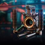 A camera fitted to a mount from Wooden Camera with handles