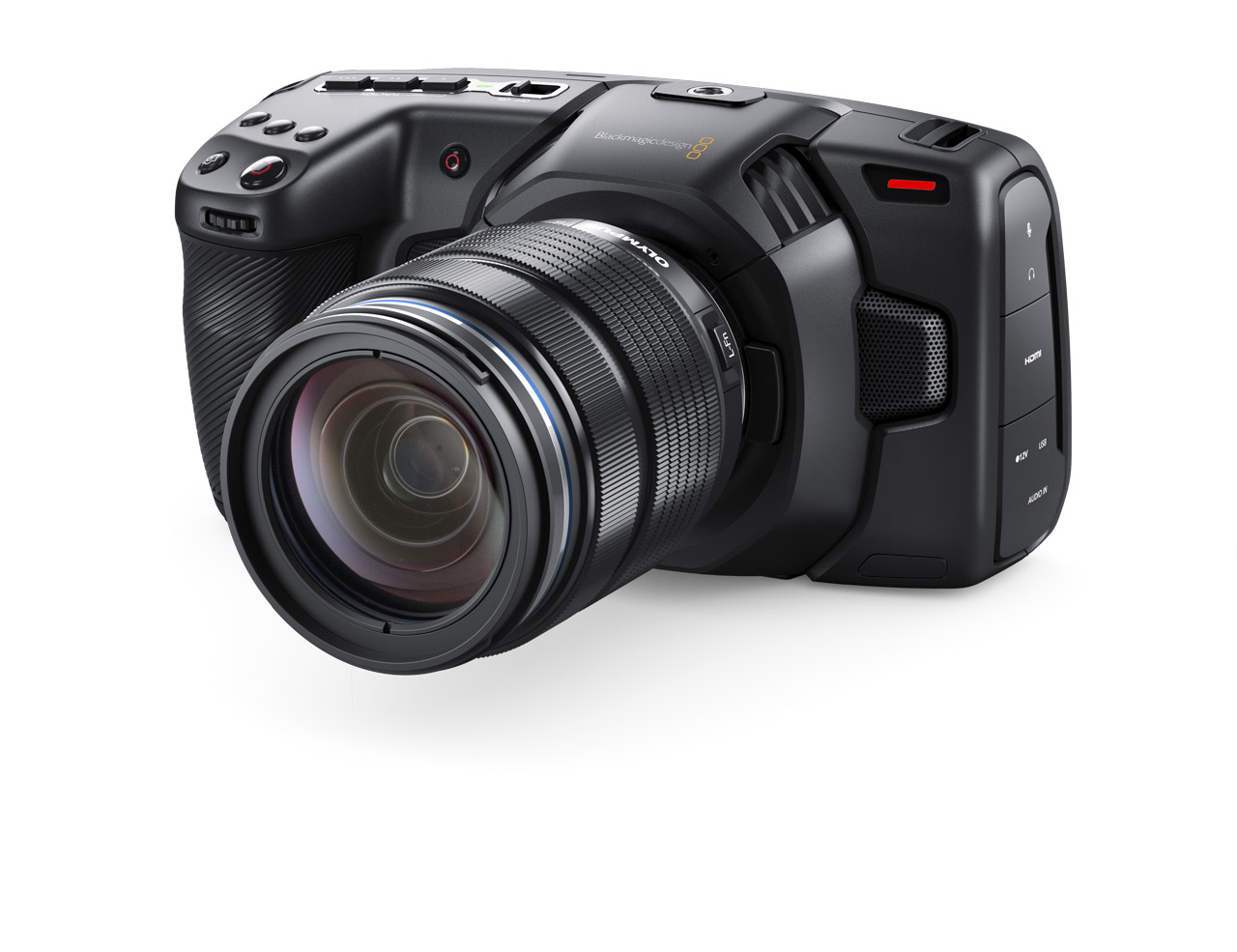 A small curved pocket cinema camera from Blackmagic Design