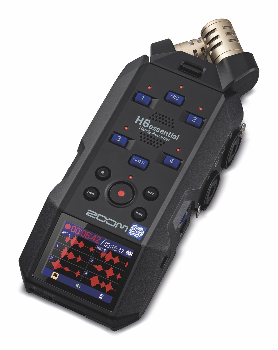 A rectangular recording device from Zoom with numerous buttons, against a white background