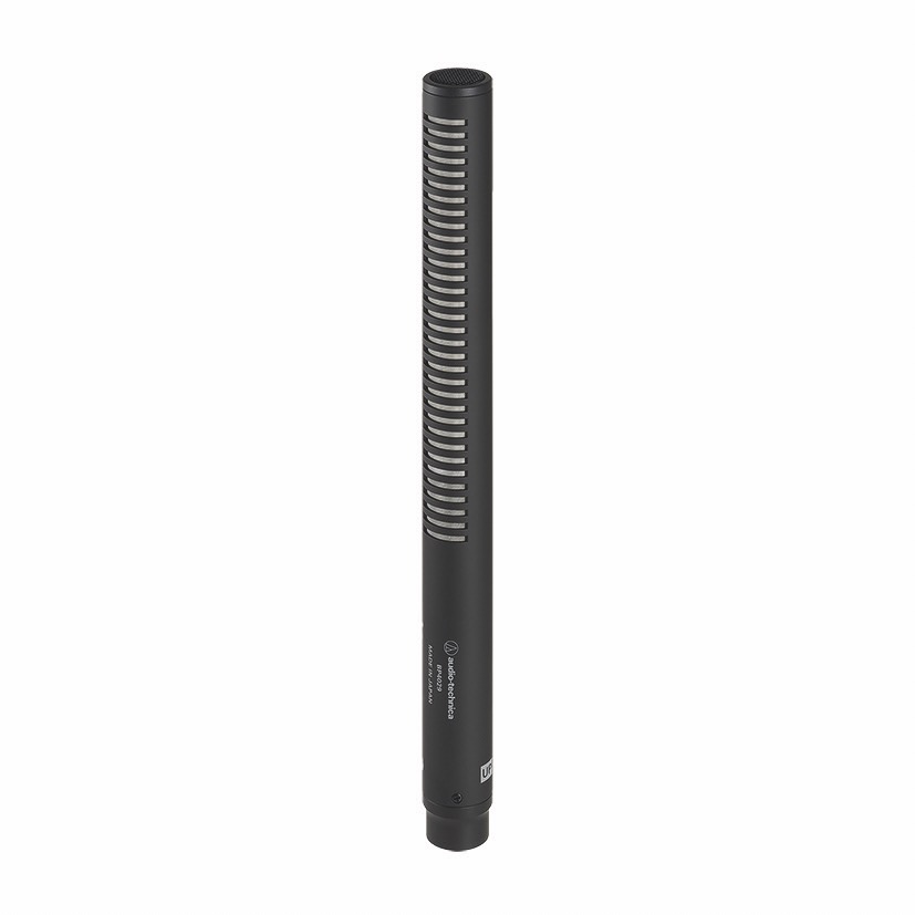 A long cylindrical recording device from Audio-Technica, against a white background