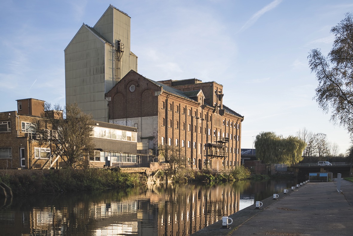 A building across a river