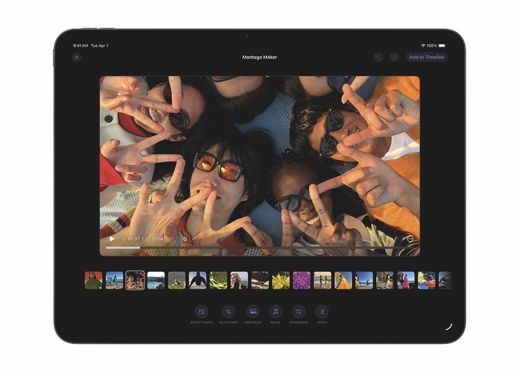 A tablet showing an app by Apple