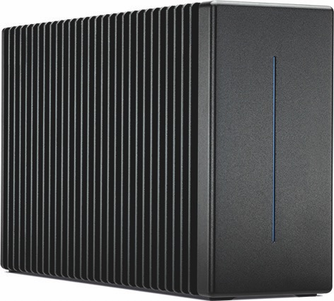 A black box with a indented side, against a white background